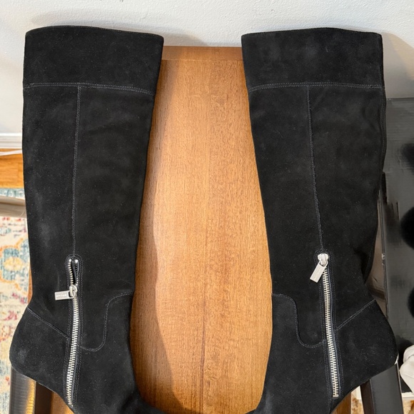 Michael Kors Knee High Suede BlackTall Heeled Boots - Picture 9 of 11